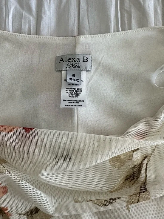 Alexa B nites Floral Ivory Midi Dress with Pink & Gold Blooms - Picture 3 of 7